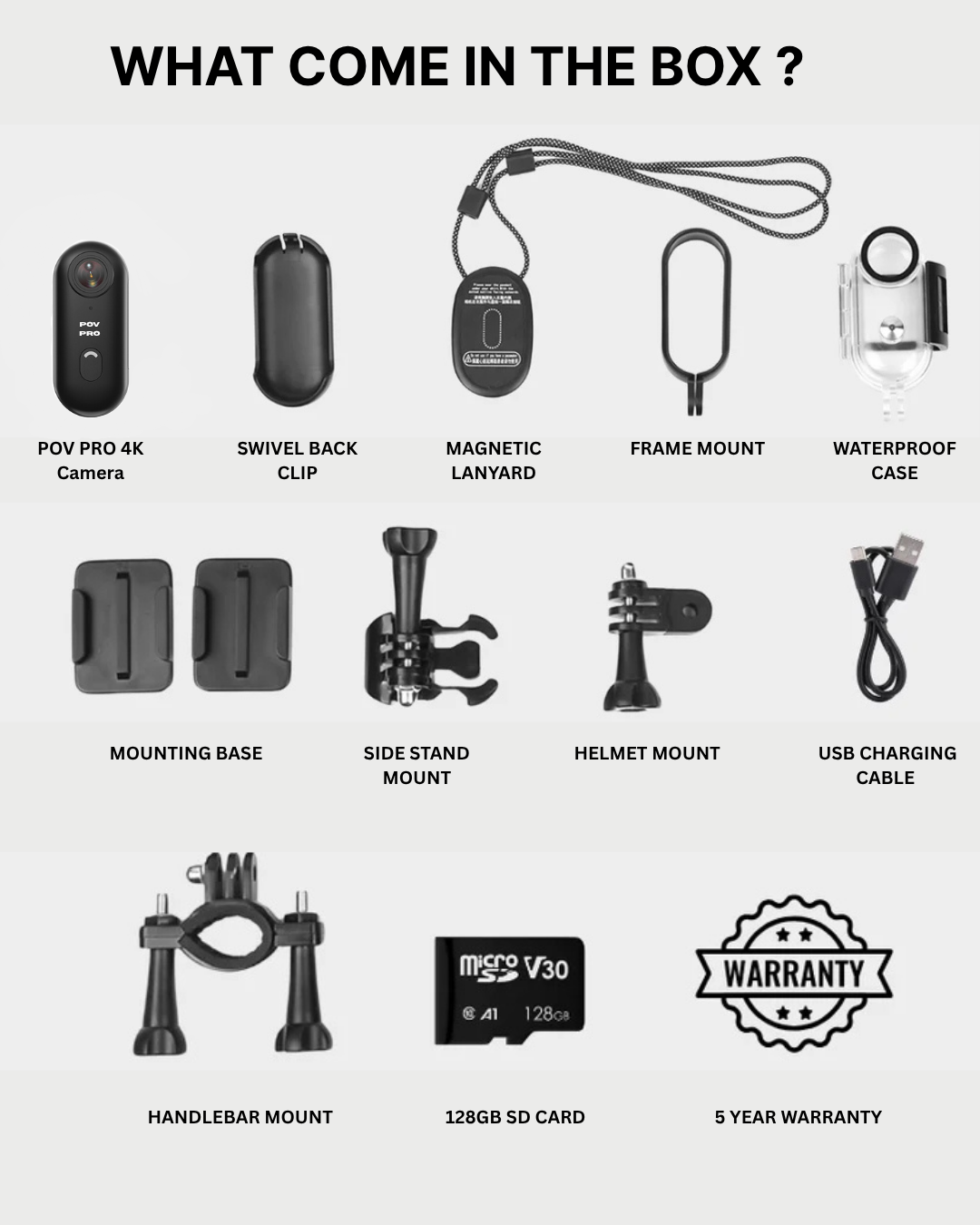 POV PRO Camera 4K with 128GB SD Card